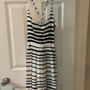 Flowy black and white striped dress
